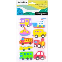 Stickers de Foamy Barrilito Transportes 9 piezas