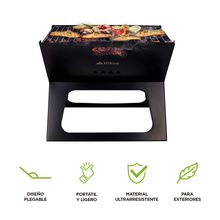 Asador Portátil de Carbón Hikeo Plegable Negro
