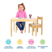 Mesa y Sillas Infantiles Montessori Shimy Madera 3 piezas