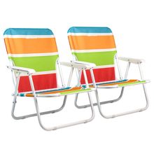 Sillas Plegables con Reposabrazos para Playa Hikeo Anaranjadas 2 piezas