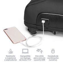 Mochila de Viaje Sendera Antirrobo Impermeable Negra