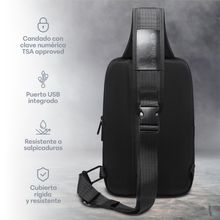Mochila Crossbody Sendera Antirrobo Impermeable Negra