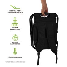 Banco Plegable con Hielera Tipo Mochila Hikeo Negro 13 litros