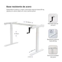 Escritorio de Altura Ajustable Randu Manual Blanco