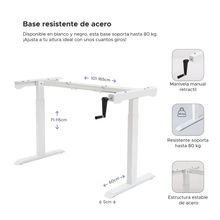 Escritorio de Altura Ajustable Randu Manual Base Blanca Cubierta Madera Obscura