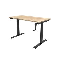 Escritorio de Altura Ajustable Randu Manual Negro y Cubierta Madera Clara