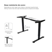 Escritorio de Altura Ajustable Randu Eléctrico Estándar Blanco y Cubierta Madera Obscura