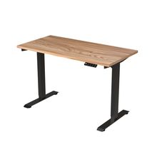 Escritorio de Altura Ajustable Randu Eléctrico Estándar Negro y Cubierta Madera Clara
