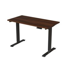 Escritorio de Altura Ajustable Randu Eléctrico Estándar Negro y Cubierta Madera Obscura