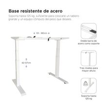 Escritorio de Altura Ajustable Randu Eléctrico Premium Blanco y Cubierta Madera Clara