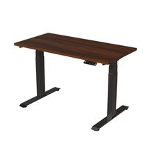 Escritorio de Altura Ajustable Randu Eléctrico Premium Negro y Cubierta Madera Obscura