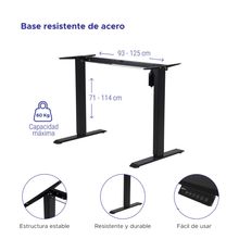 Escritorio de Altura Ajustable Randu Eléctrico Lite Base Negra 120x60cm