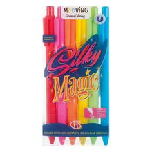 Bolígrafos Retractiles Mooving Silky Magic 6 piezas