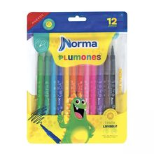 Plumones Lavables Norma Punta Bala 12 piezas