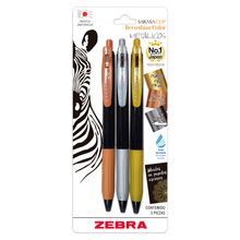 Bóligrafos de Gel Zebra Sarasa Clip Decoshine Metálicos Punto Fino 3 piezas