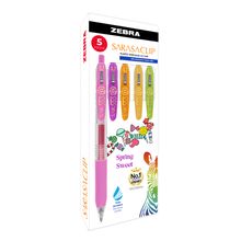 Bóligrafos de Gel Zebra Sarasa Clip Spring Sweet Punto Mediano 5 piezas