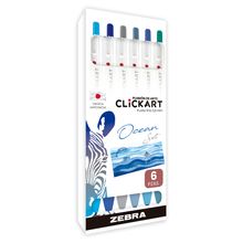 Marcador de Arte Retráctil Zebra Clickart Ocean Punto Fino 6 piezas