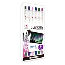 Marcador de Arte Retráctil Zebra Clickart Boreal Punto Fino 6 piezas