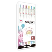 Marcador de Arte Retráctil Zebra Clickart Sunrise Punto Fino 6 piezas