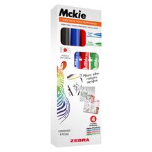 Marcador Permanente Zebra Mckie Básicos Doble Punta 4 piezas