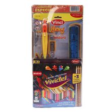 Combo Lápices de Colores Vividel y Juego Geométrico Flexy Vinci