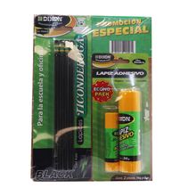 Combo Lápices Ticonderoga Black y Lápices Adhesivos 36g y 8g Dixon 6 piezas