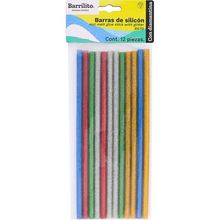 Barras Silicón Glitter Barrilito 12 Pz
