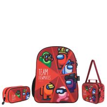 Mochila Lonchera y Lapicera Yadatex Among Us Roja