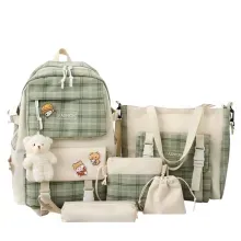 Mochilas Cuadros Aoku Verde 5pzs