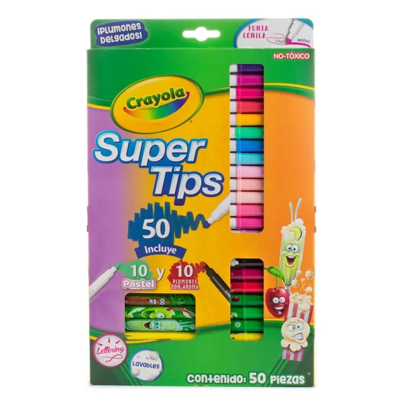 set_plumones_super_tips_crayola_lavables_frente