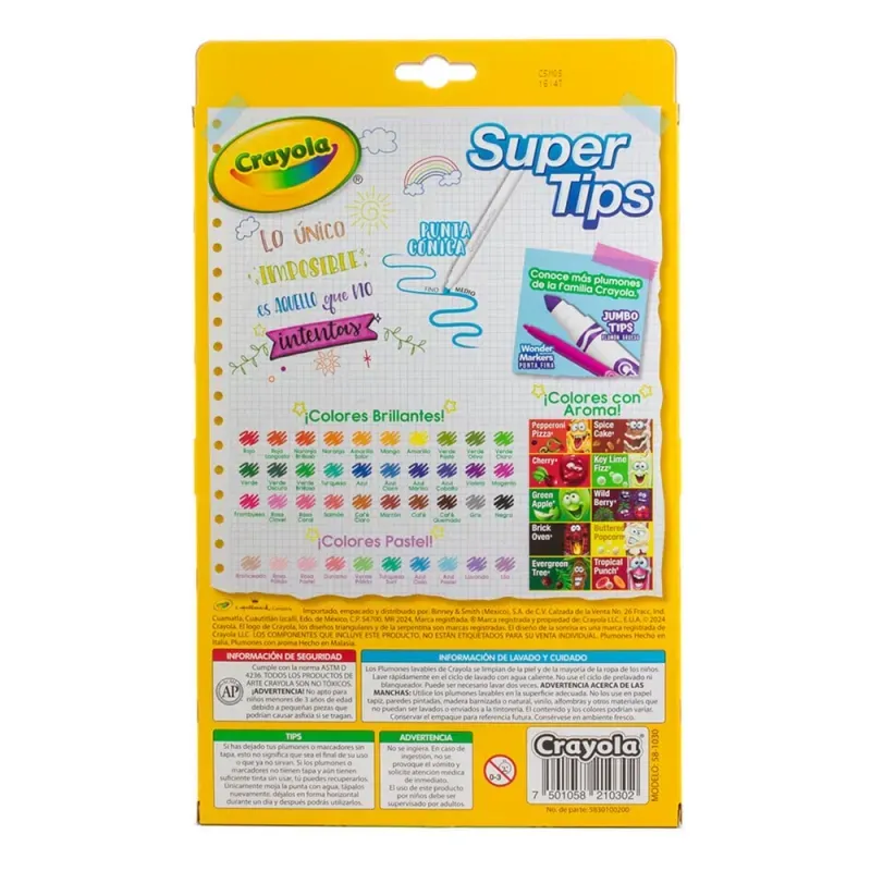 set_plumones_super_tips_crayola_lavables_reverso