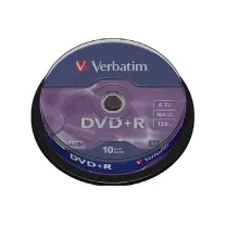 DVD+R Verbatim | 4.7GB | 16X | 120Min | 10 piezas | Alta Calidad
