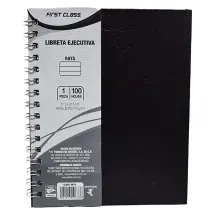 Cuaderno Engargolado First Class | Raya | 100 Hojas | 22x18.5 cm