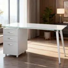 Escritorio de Trabajo Eslov Vidrio Templado Blanco