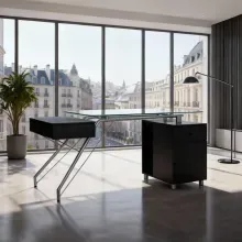 Escritorio de Trabajo Stuk Lasker Vidrio Templado Negro